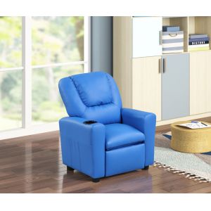 Lilola Home - Marisa Blue PU Leather Kids Recliner Chair - 88856