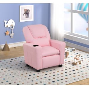 Lilola Home - Marisa Pink PU Leather Kids Recliner Chair - 88855