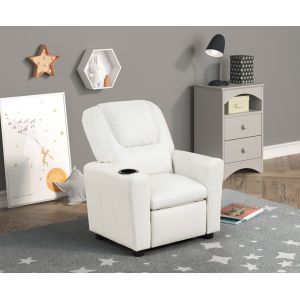 Lilola Home - Marisa White PU Leather Kids Recliner Chair - 88853