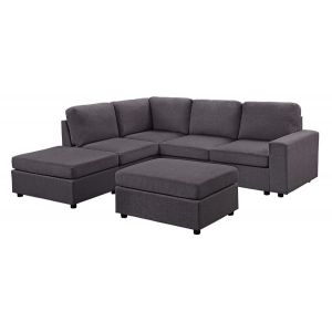 Lilola Home - Marta Modular Sectional Sofa with Ottoman in Dark Gray Linen - 81801-8
