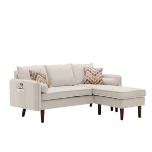 Lilola Home - Mia Beige Sectional Sofa Chaise with USB Charger & Pillows - 89628BE