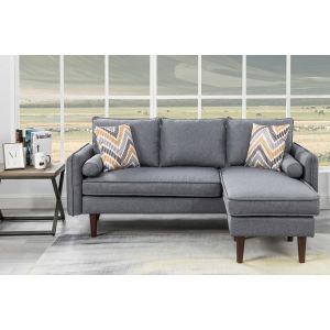 Lilola Home - Mia Gray Sectional Sofa Chaise with USB Charger & Pillows - 89628