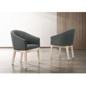 Lilola Home Neroli (Set of 2) Gray Fabric Barrel Accent Chair - 30003-C
