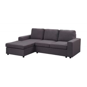 Lilola Home - Newlyn Sofa with Reversible Chaise in Dark Gray Linen - 81801-1