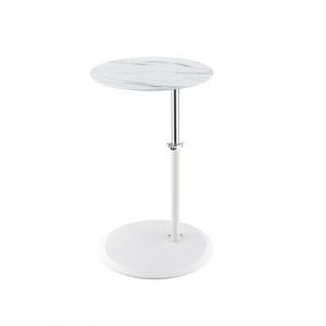 Lilola Home - Orbit End Table with Height Adjustable White Marble Textured Top - 98020