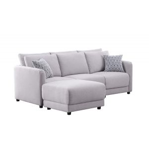 Lilola Home - Penelope Light Gray Linen Fabric Sofa with Ottoman and Pillows - 89126-5A