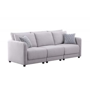 Lilola Home - Penelope Light Gray Linen Fabric Sofa with Pillows - 89126-6