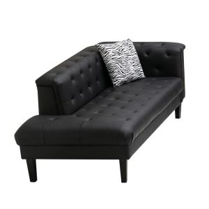 Lilola Home - Sarah Black Vegan Leather Tufted Chaise With 1 Accent Pillow - 89224-CH
