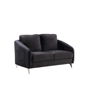 Lilola Home - Sofia Black Velvet Modern Chic Loveseat Couch - 89721-L