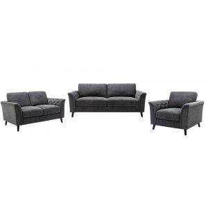 Lilola Home - Stanton Dark Gray Linen Sofa Loveseat Chair Living Room Set - 89730-SLC