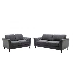 Lilola Home - Stanton Dark Gray Linen Sofa Loveseat Living Room Set - 89730-SL