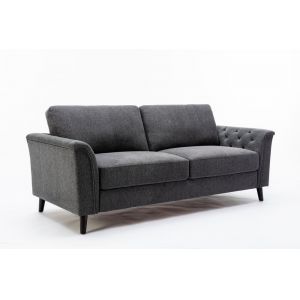 Lilola Home - Stanton Dark Gray Linen Sofa with Tufted Arms - 89730-S