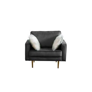 Lilola Home - Theo Gray Velvet Chair with Pillows - 81359-C