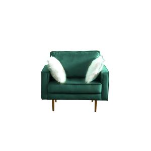 Lilola Home - Theo Green Velvet Chair with Pillows - 81359GN-C