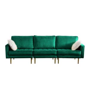 Lilola Home - Theo Green Velvet Sofa with Pillows - 81359GN-S