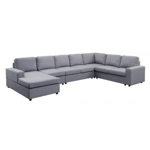 Lilola Home - Tifton Light Gray Linen 7 Seat Reversible Modular Sectional Sofa Chaise - 81802-5