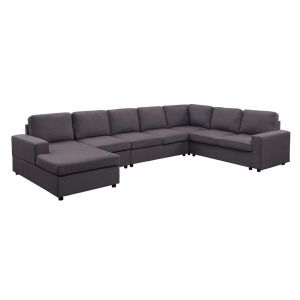 Lilola Home - Tifton Modular Sectional Sofa with Reversible Chaise in Dark Gray Linen - 81801-5
