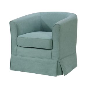 Lilola Home - Tucker Aquamarine Teal Woven Fabric Swivel Barrel Chair - 88869TL