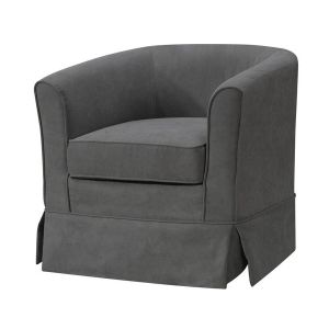 Lilola Home - Tucker Gray Woven Fabric Swivel Barrel Chair - 88869