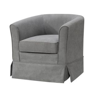 Lilola Home - Tucker Steel Gray Woven Fabric Swivel Barrel Chair - 88869MG