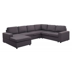 Lilola Home - Warren Sectional Sofa with Reversible Chaise in Dark Gray Linen - 81801-4
