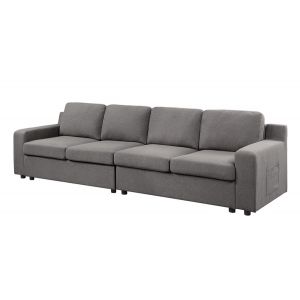 Lilola Home - Waylon Gray Linen 4-Seater Sofa with Pockets - 81803-2