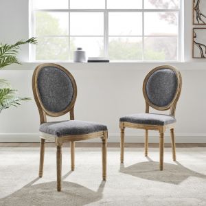 Linon Home Decor - Avalon Charcoal Oval Back Chair - Set of 2 - W03480C