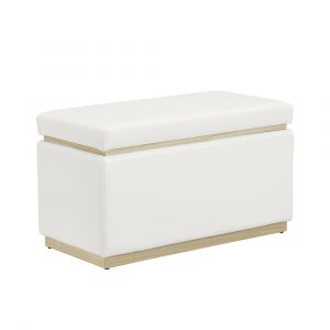 Linon Home Decor - Blanche Rectangle Storage Ottoman, White Faux Leather - ST014WHTPU01ASU