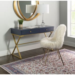 Linon Home Decor - Blue And Gold Campaign Desk - AHWDESKBLD1