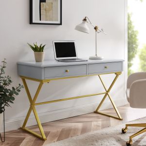 Linon Home Decor - Campaign 2 Drawer Desk, Grey - AC130DESKGRY