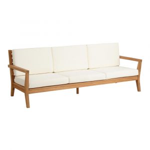 Linon Home Decor - Carenen Outdoor 3 Seater Sofa, Natural/Antique White Cushions - ODCP070TK01U