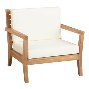 Linon Home Decor - Carenen Outdoor Arm Chair, Natural/Antique White Cushion - ODCP068TK01U