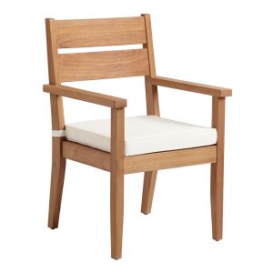 Linon Home Decor - Carenen Outdoor Arm Chair, Natural/Antique White Cushion - ODCP064TK01U