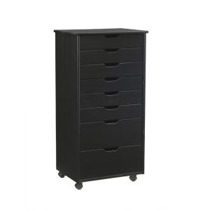 Linon Home Decor - Cary Eight Drawer Rolling Storage Cart, Black - CT42BLK01