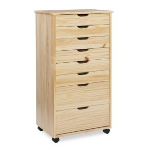 Linon Home Decor - Cary Eight Drawer Rolling Storage Cart, Natural - CT42NAT01