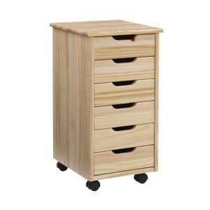 Linon Home Decor - Cary Six Drawer Rolling Storage Cart, Natural - CT40NAT01