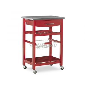 Linon Home Decor - Clarke Red Kitchen Cart - KI094RED01U