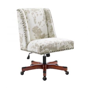 Linon Home Decor - Draper Linen Office Chair, Light Cow Print - OC059UML01U