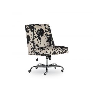 Linon Home Decor - Draper Office Chair, Black And White Cow Print - 178404BLK01U