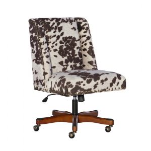 Linon Home Decor - Draper Office Chair, Brown And White Cow Print - 178404UDM01U