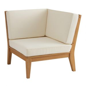 Linon Home Decor - Fontana Outdoor Corner Chair, Natural/Antique White Cushion - ODCP560TK01U