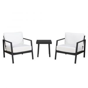 Linon Home Decor - Holland 3pc Aluminum Outdoor Set, White - OD60NAT3PCSET