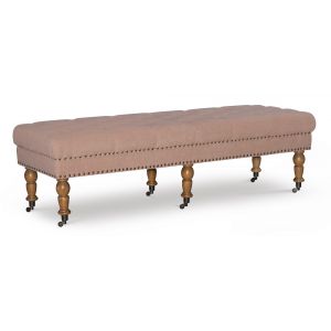 Linon Home Decor - Isabelle Washed Pink Linen 62 Inches Bench - 368254PNK01U