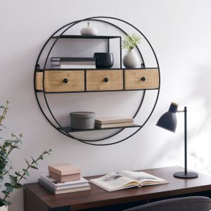 Linon Home Decor - Nerissa Round Wall Decor With Three Drawers - WL271MTL01ASU