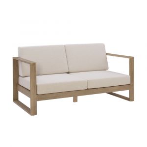 Linon Home Decor - Silas Outdoor 2 Seater Sofa, Natural/Beige Cushion - OD42NAT01U