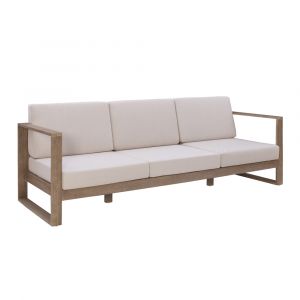 Linon Home Decor - Silas Outdoor 3 Seater Sofa, Natural/Beige Cushion - OD43NAT01U