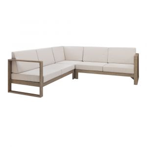 Linon Home Decor - Silas Outdoor 3pc Sectional Set, Natural/Beige Cushions - OD56NATABCU