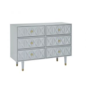 Linon Home Decor - Six Drawer Geo Texture Dresser Grey - BD65GRY01AS