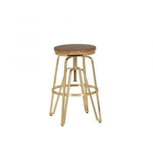 Linon Home Decor - Tatum Wood and Metal Adjustable Stool, Gold - BS244GOLD01AS