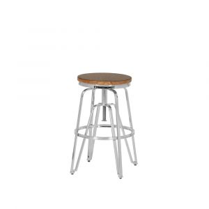 Linon Home Decor - Tatum Wood and Metal Adjustable Stool, Silver - BS244SLVT01AS